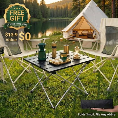 Portable Rocking Chair, 350lbs Capacity, Easy Fold & Carry (Free Table Included)