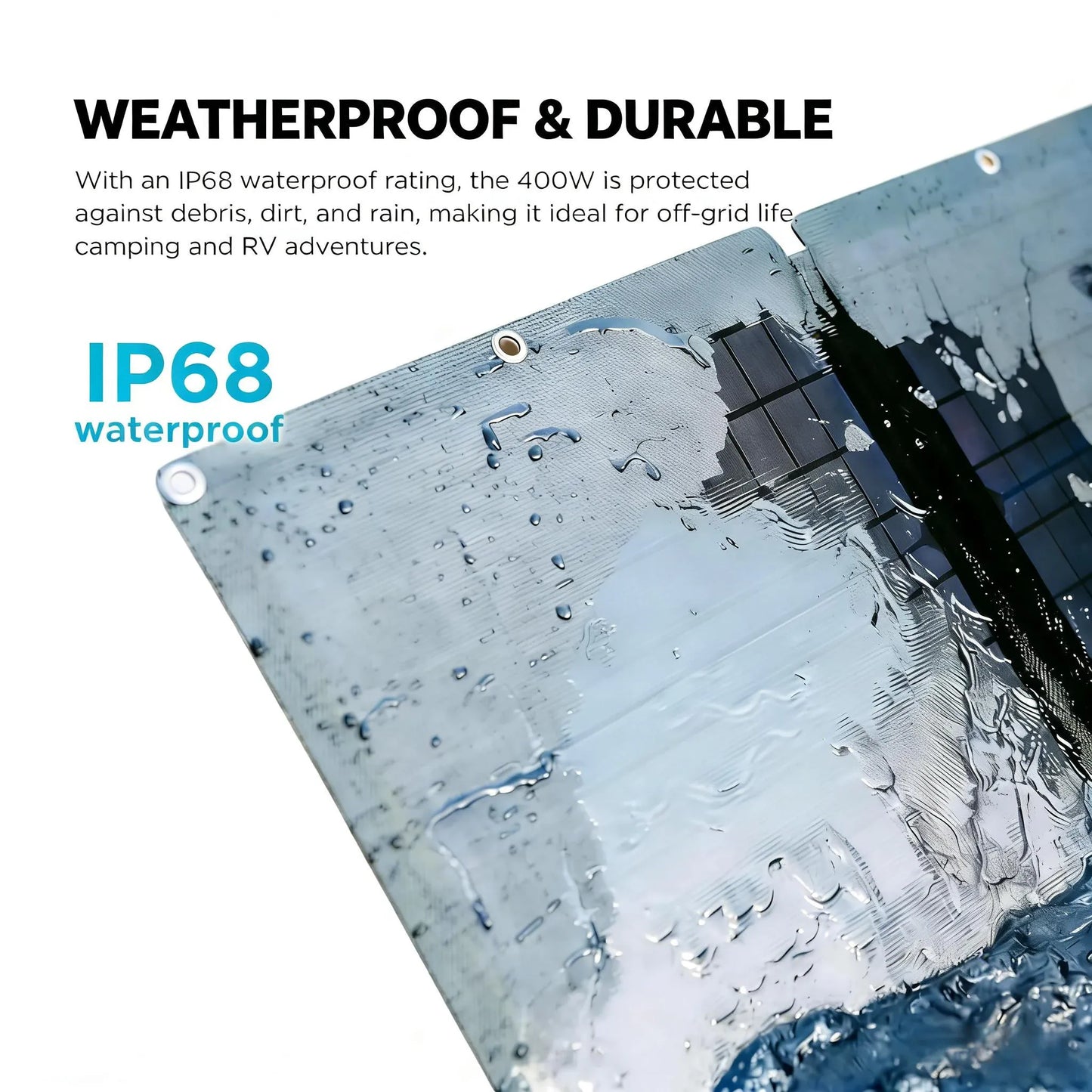 400W Portable Solar Panel, Foldable, IP68 Waterproof with Stand