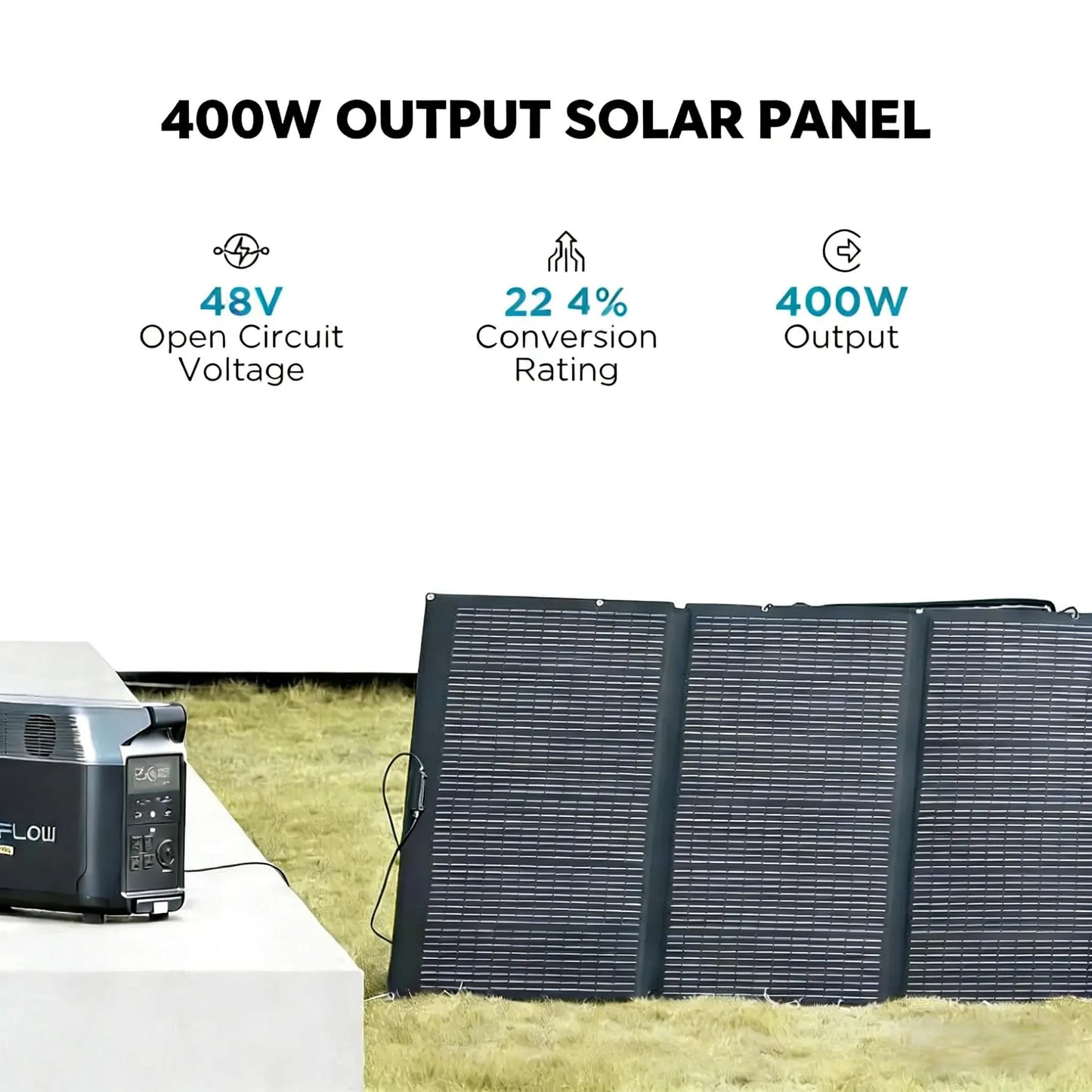 400W Portable Solar Panel, Foldable, IP68 Waterproof with Stand